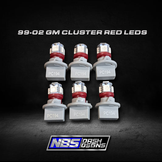 99-02 Silverado Sierra Cluster Red Leds