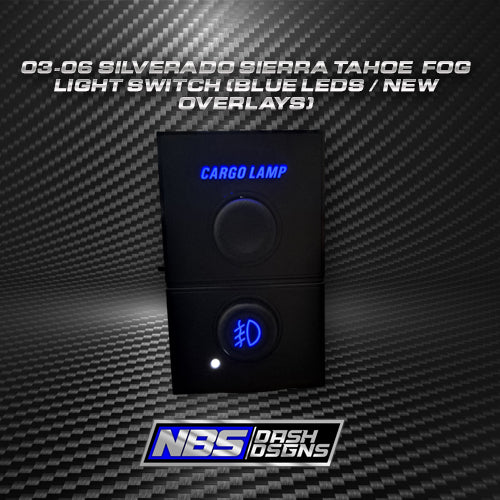 03-06 Silverado Sierra Tahoe OEM Cargo Fog Light Switch (BLUE LEDS/New Overlays)