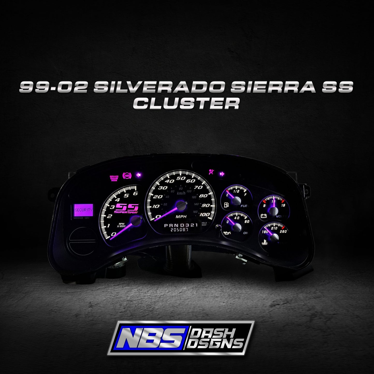 1999-2002 Silverado Sierra Cluster With  Engraved SS Logo