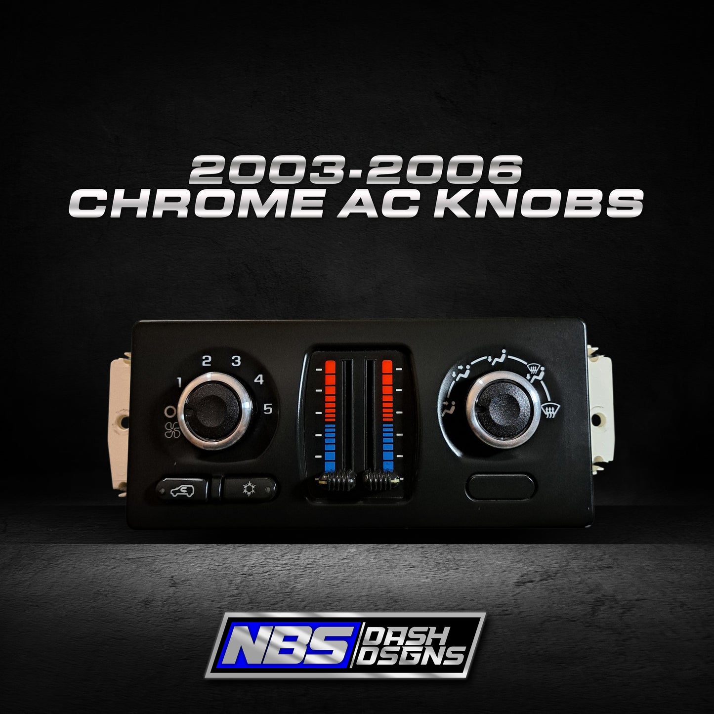 2003-2006 Silverado Sierra Manual AC Chrome Black Knobs